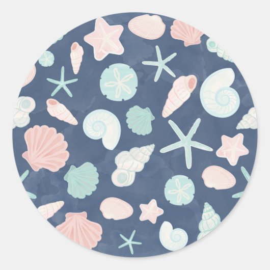 Muschelmuster Runder Aufkleber (Vorderseite)