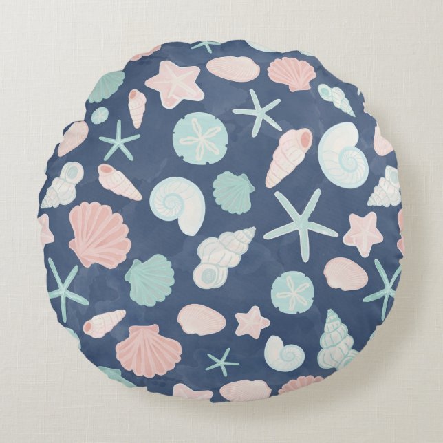 Muschelmuster Rundes Kissen (Vorderseite)