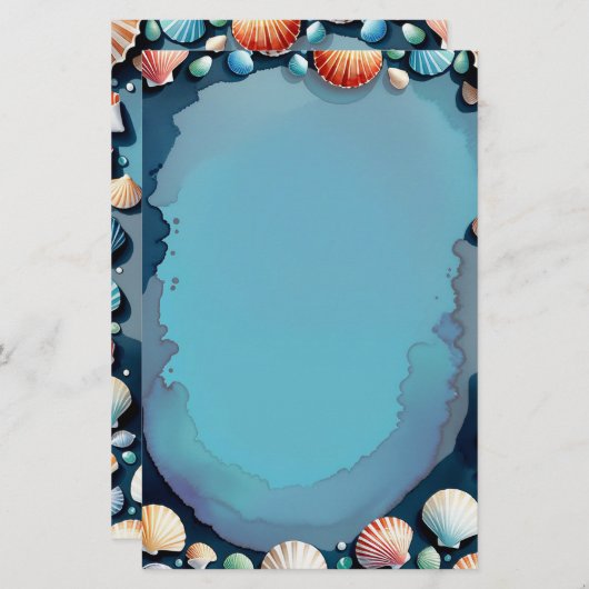 Muscheln am Meer Briefpapier (Vorne/Hinten)