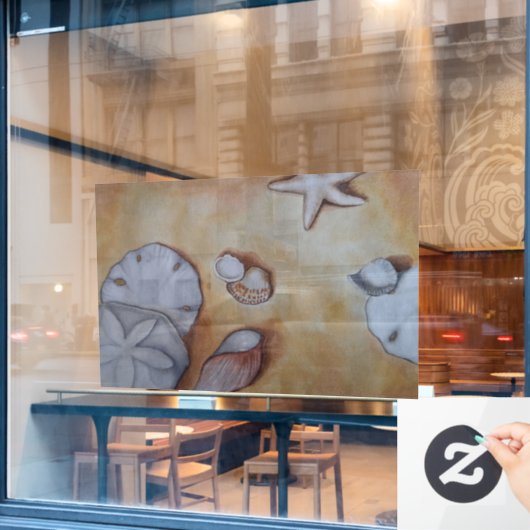 Muscheln am Meer Fensteraufkleber (Café-Fenster)