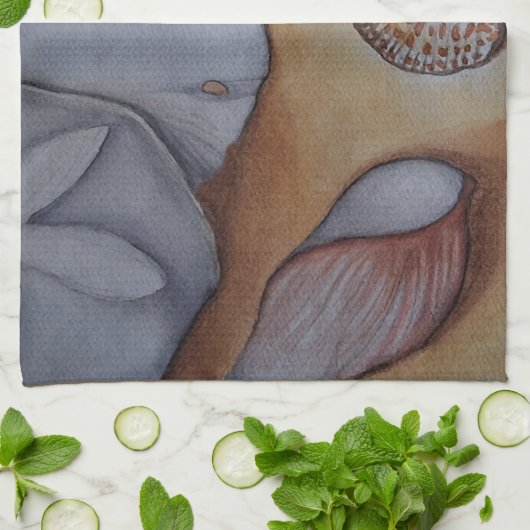 Muscheln am Meer Geschirrtuch (Gefaltet)