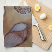 Muscheln am Meer Geschirrtuch (Viertel Falte)