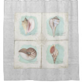 Muscheln am Meer Küstenlinie Küstendekoration Duschvorhang (Vorderseite)