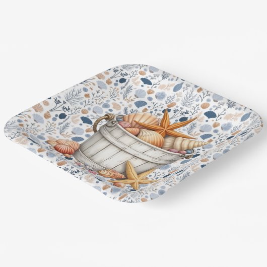 Muscheln am Meer Pappteller (Gewinkelt)