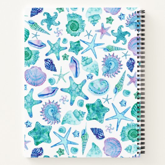 Muscheln am Meer und Starfish Mit Monogramm Notizblock (Rückseite)