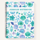 Muscheln am Meer und Starfish Mit Monogramm Notizblock (Vorderseite)