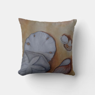 Muscheln am Meeresufer Wasserfarben-Kissen Kissen