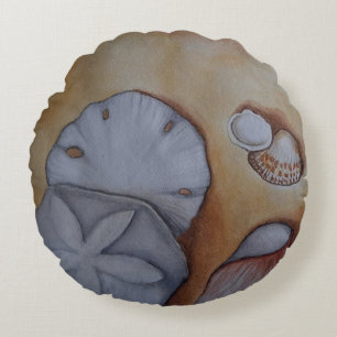 Muscheln am Meeresufer Wasserfarben-Kissen Rundes Kissen