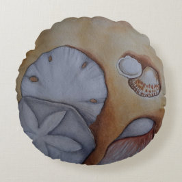 Muscheln am Meeresufer Wasserfarben-Kissen Rundes Kissen