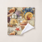 Muscheln am Strand Badhandtuch Set (Waschlappen)