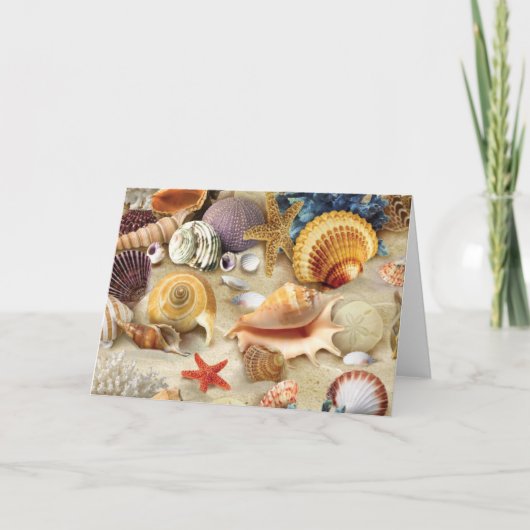 Muscheln am Strand Feiertagskarte (Vorderseite)