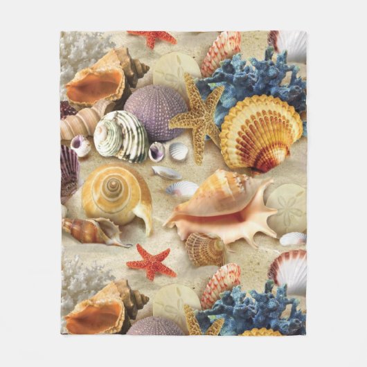 Muscheln am Strand Fleecedecke (Vorderseite)