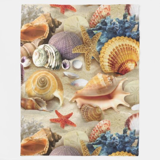 Muscheln am Strand Fleecedecke (Vorderseite)