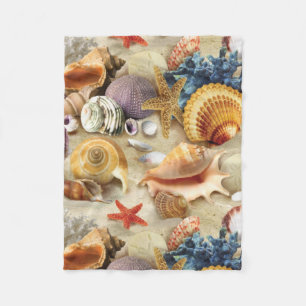 Muscheln am Strand Fleecedecke