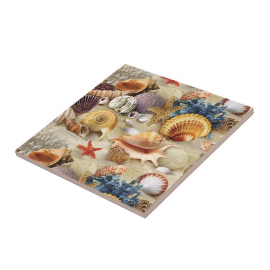 Muscheln am Strand Fliese (Seite)