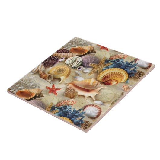 Muscheln am Strand Fliese (Seite)