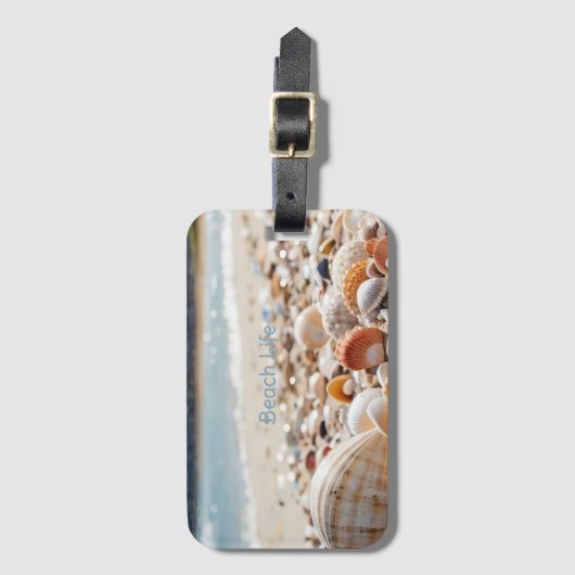 Muscheln am Strand Gepäckanhänger (Vorderseite Vertikal)