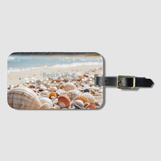 Muscheln am Strand Gepäckanhänger (Vorderseite (Horizontal))