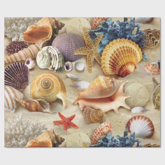 Muscheln am Strand Geschenkpapier (Flach)