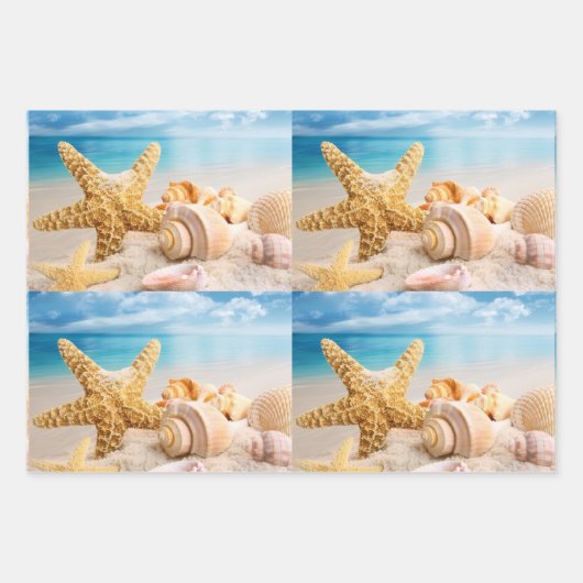 Muscheln am Strand Geschenkpapier Set (Vorderseite)