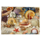 Muscheln am Strand Große Geschenktüte (Rückseite)