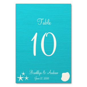 Muscheln am Strand Hochzeitskarten Platzkarten Tischnummer