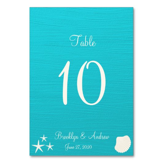 Muscheln am Strand Hochzeitskarten Platzkarten Tischnummer (Rückseite)