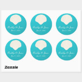 Muscheln am Strand Hochzeitsticker Runder Aufkleber (Blatt)