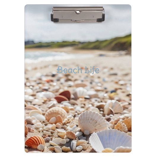 Muscheln am Strand Klemmbrett (Vorderseite)