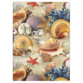 Muscheln am Strand Klemmbrett (Rückseite)