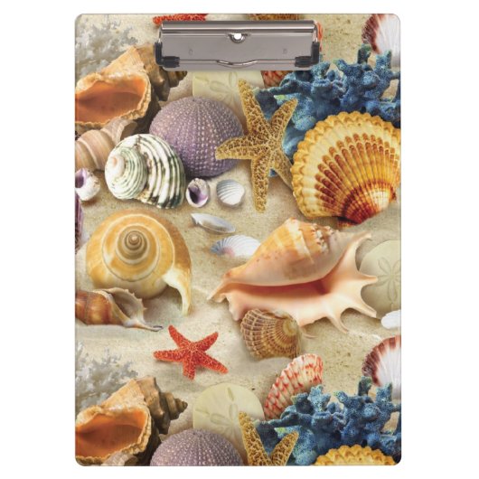 Muscheln am Strand Klemmbrett (Vorderseite)