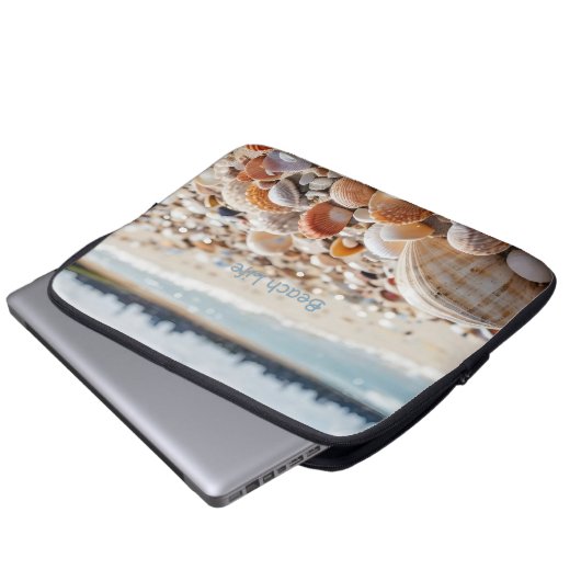 Muscheln am Strand Laptopschutzhülle (Vorne Knopf)