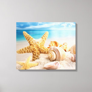 Muscheln am Strand Leinwanddruck