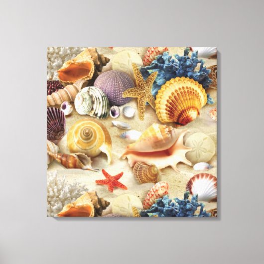 Muscheln am Strand Leinwanddruck (Vorderseite)