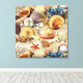 Muscheln am Strand Leinwanddruck (Insitu (Holzboden))