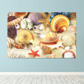 Muscheln am Strand Leinwanddruck (Insitu (Holzboden))