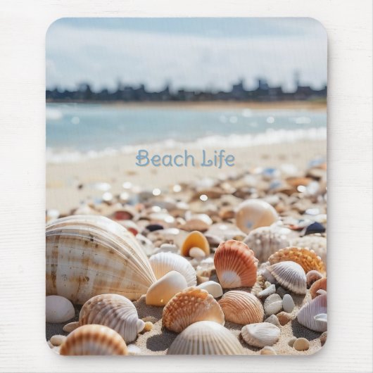 Muscheln am Strand Mousepad (Vorne)