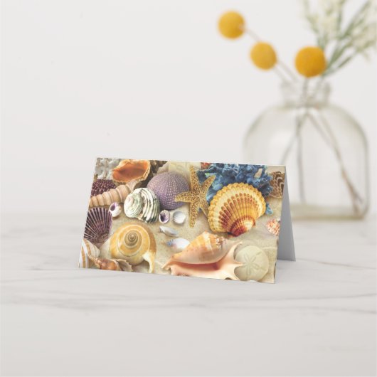 Muscheln am Strand Platzkarte (Vorderseite)