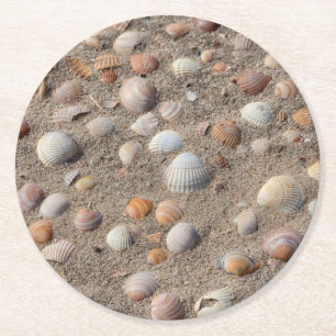 Muscheln am Strand Runder Pappuntersetzer