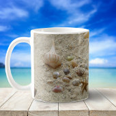 Muscheln am Strand Sand Kaffeetasse