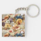 Muscheln am Strand Schlüsselanhänger (Rückseite)