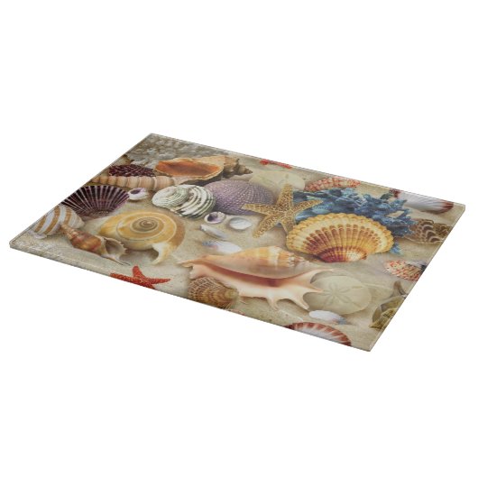 Muscheln am Strand Schneidebrett (Ecke)