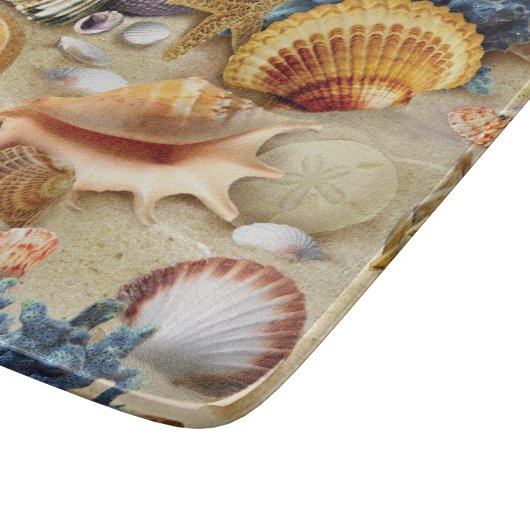 Muscheln am Strand Schneidebrett (Ecke)