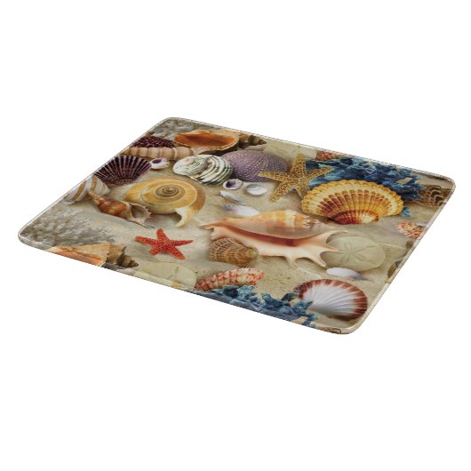 Muscheln am Strand Schneidebrett (Ecke)