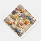 Muscheln am Strand Serviette (Ecke)