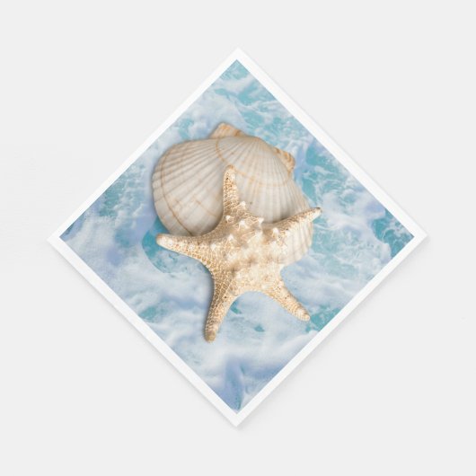 Muscheln am Strand Serviette (Ecke)