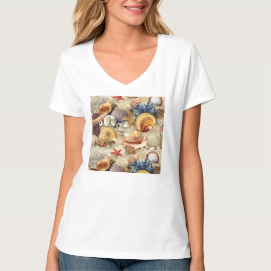 Muscheln am Strand T-Shirt (Vorderseite)