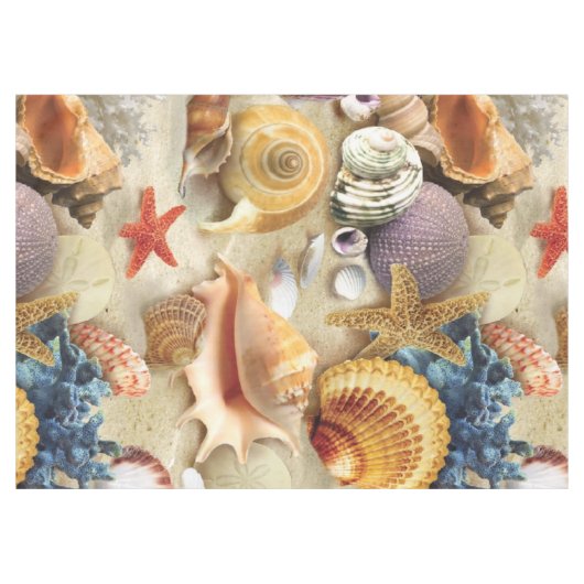 Muscheln am Strand Tischdecke (Vorderseite (Horizontal))