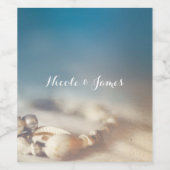 Muscheln am Strand und Perlschmuck Elegantes Weink Weinetikett (Einzelnes Label)