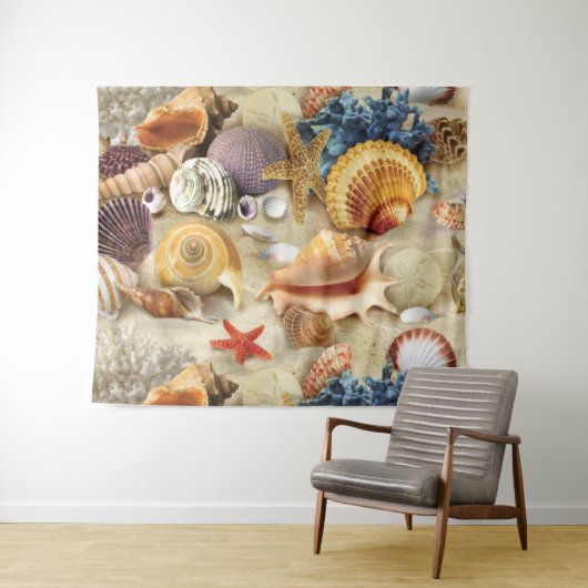 Muscheln am Strand Wandteppich (Beispiel (Horizontal))